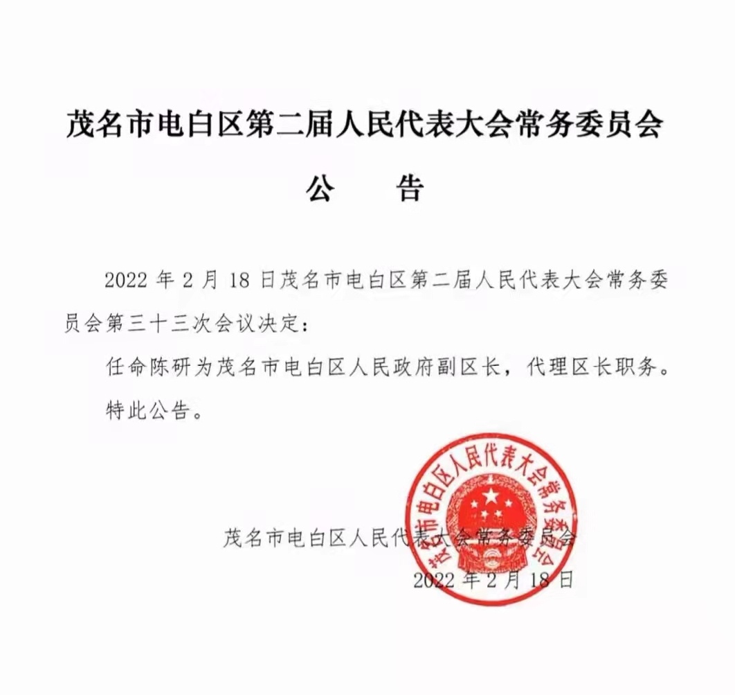 电白县人民政府办公室人事任命推动县域治理新进展，治理再上新台阶